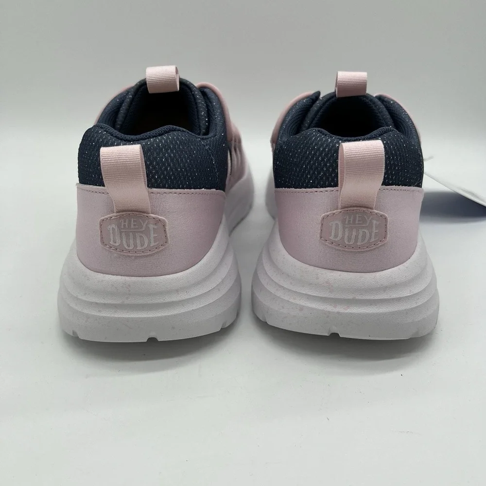Hey Dude Shoes Sirocco Trek Y Shimmer Girls Sz‎ J7 Petal Pink/Navy New - Picture 8 of 12